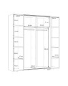 Armadio Callia con 2 ante scorrevoli e 2 battenti con specchio bianco 200x61x210