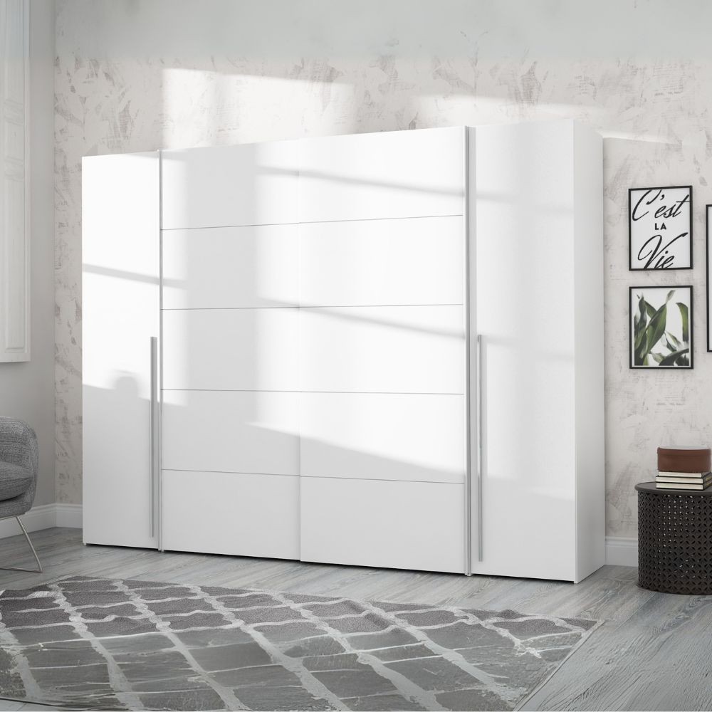 Armadio Callia con 2 ante scorrevoli e 2 battenti bianco 270x61x210
