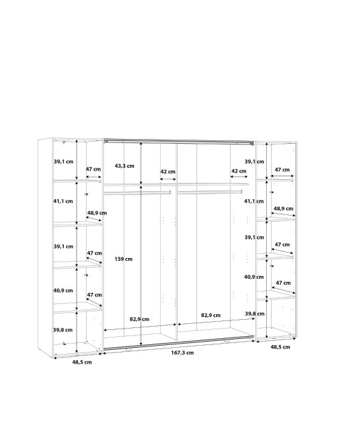 Armadio Callia con 2 ante scorrevoli e 2 battenti bianco 270x61x210