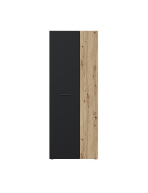 Armadio multiuso tuttopiani Teodoro 2 ante rovere con anta nera 69x36.5x181H