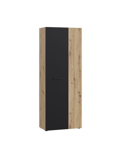 Armadio multiuso tuttopiani Teodoro 2 ante rovere con anta nera 69x36.5x181H