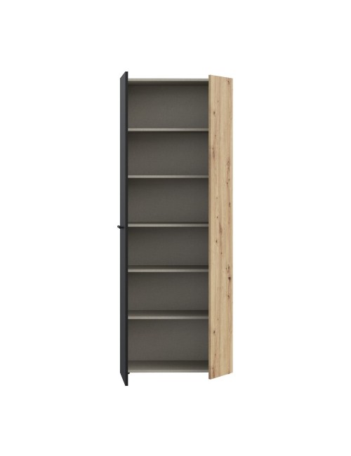 Armadio multiuso tuttopiani Teodoro 2 ante rovere con anta nera 69x36.5x181H