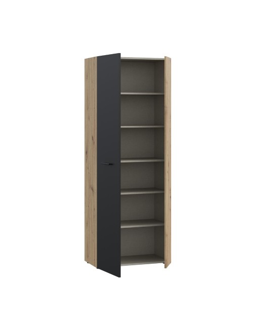 Armadio multiuso tuttopiani Teodoro 2 ante rovere con anta nera 69x36.5x181H