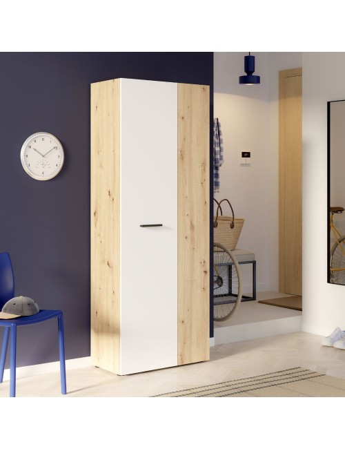 Armadio multiuso tuttopiani Teodoro 2 ante rovere con anta bianca 69x36.5x181H