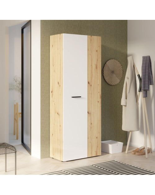 Armadio multiuso portascope Teodoro 2 ante rovere con anta bianca 68x36.5x181H