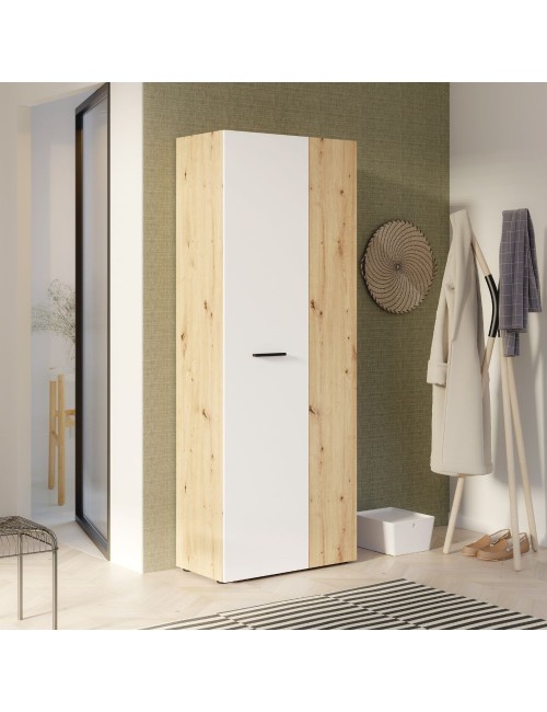 Armadio multiuso portascope Teodoro 2 ante rovere con anta bianca 68x36.5x181H