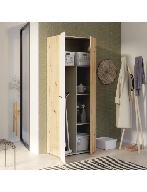 Armadio multiuso portascope Teodoro 2 ante rovere con anta bianca 68x36.5x181H