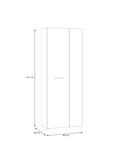 Armadio multiuso portascope Teodoro 2 ante rovere con anta bianca 68x36.5x181H