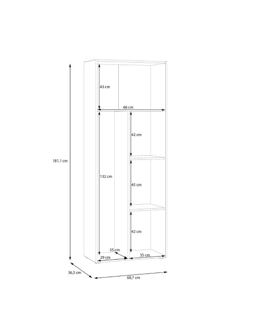 Armadio multiuso portascope Teodoro 2 ante rovere con anta bianca 68x36.5x181H