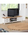 Mobile porta TV in legno massiccio bianco e pino Miranda con 1 anta 2 cassetti 158x40x47H