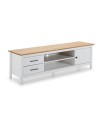 Mobile porta TV in legno massiccio bianco e pino Miranda con 1 anta 2 cassetti 158x40x47H