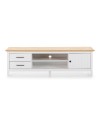 Mobile porta TV in legno massiccio bianco e pino Miranda con 1 anta 2 cassetti 158x40x47H