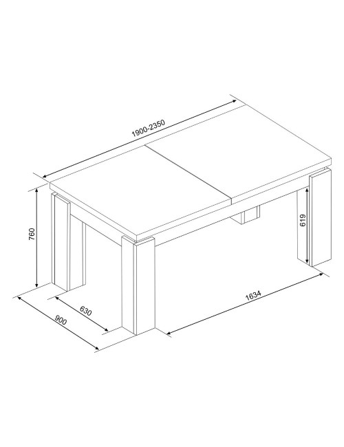 Tavolo allungabile 1485 noce con allunga centrale 190x90x76H