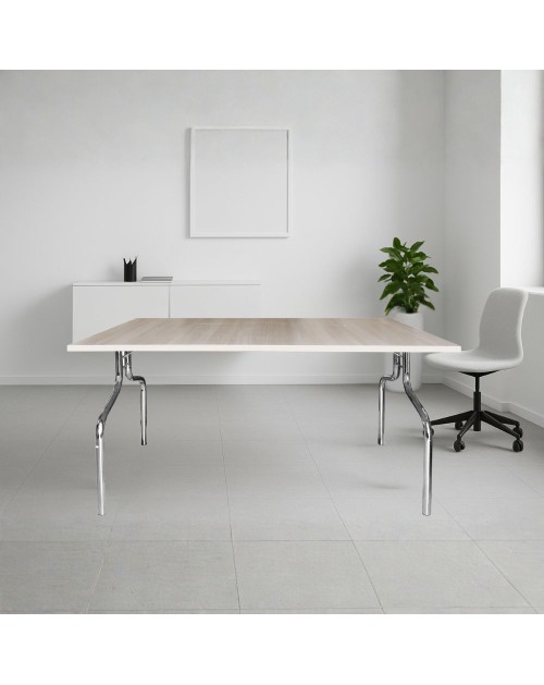 Tavolo pieghevole salvaspazio ESFB03 olmo con gambe in metallo cromo 120x80x76.5H