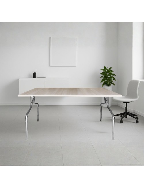 Tavolo pieghevole salvaspazio ESFB03 olmo con gambe in metallo cromo 120x80x76.5H