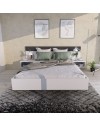 Letto francese 1514 effetto sospeso con comodini integrati colore bianco e antracite