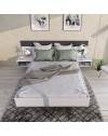Letto francese 1514 effetto sospeso con comodini integrati colore bianco e antracite