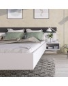 Letto francese 1514 effetto sospeso con comodini integrati colore bianco e antracite