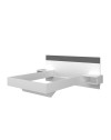 Letto francese 1514 effetto sospeso con comodini integrati colore bianco e antracite