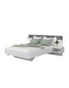 Letto francese 1514 effetto sospeso con comodini integrati colore bianco e antracite