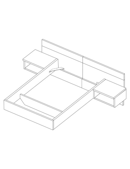Letto francese 1514 effetto sospeso con comodini integrati colore bianco e antracite