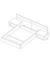 Letto francese 1514 effetto sospeso con comodini integrati colore bianco e antracite