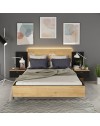 Letto francese 1517 effetto sospeso con comodini integrati colore rovere e nero