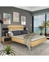 Letto francese 1517 effetto sospeso con comodini integrati colore rovere e nero