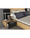 Letto francese 1517 effetto sospeso con comodini integrati colore rovere e nero
