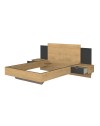 Letto francese 1517 effetto sospeso con comodini integrati colore rovere e nero