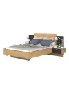 Letto francese 1517 effetto sospeso con comodini integrati colore rovere e nero