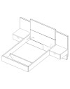 Letto francese 1517 effetto sospeso con comodini integrati colore rovere e nero