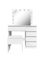 Toeletta da trucco Aurora bianca lucida con specchio led e sgabello 94X43X140H