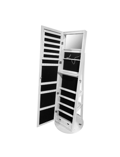 Specchiera Gulli portagioie bianca con base girevole e luce LED 55x55x155H