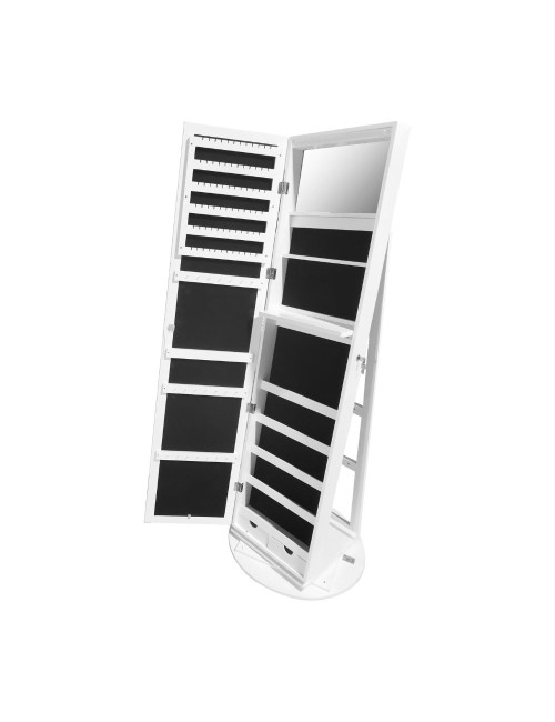 Specchiera Gulli portagioie bianca con base girevole e luce LED 55x55x155H