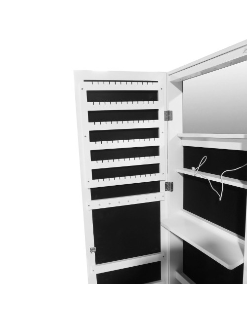 Specchiera Gulli portagioie bianca con base girevole e luce LED 55x55x155H