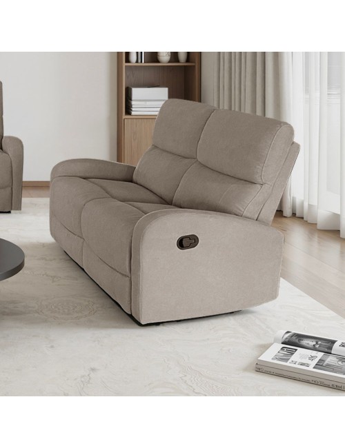 Divano relax 2 posti recliner Potter in tessuto beige