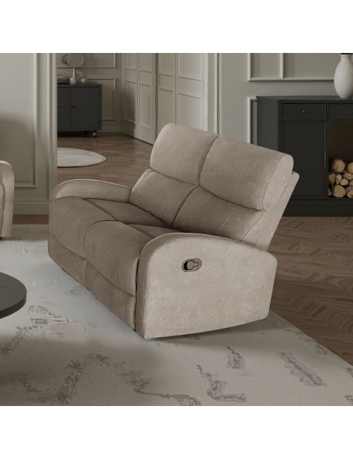 Divano relax 2 posti recliner Potter in tessuto beige