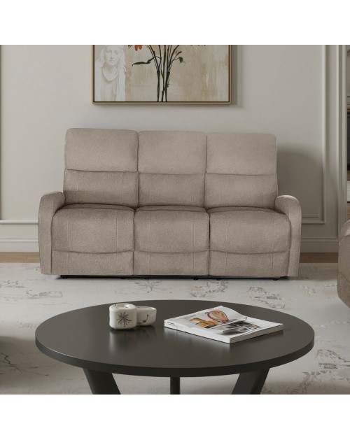 Divano relax 3 posti recliner Potter in tessuto beige