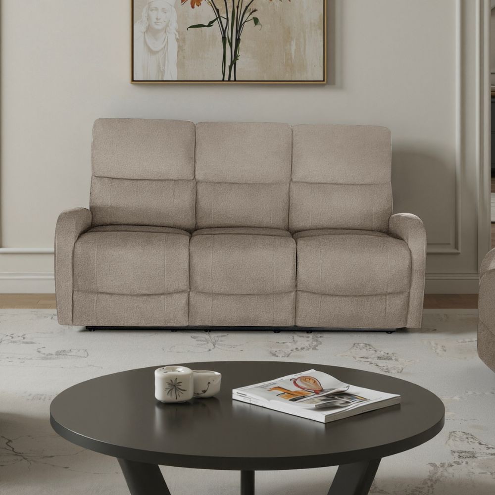 Divano relax 3 posti recliner Potter in tessuto beige