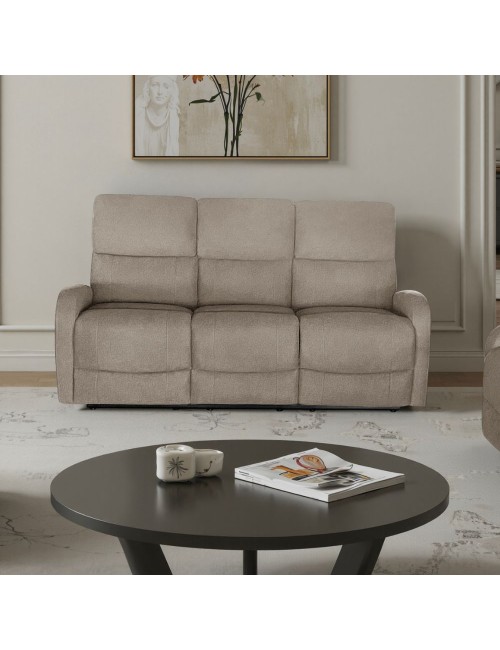 Divano relax 3 posti recliner Potter in tessuto beige