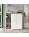 Madia Cannella 2 ante e vani a giorno bianco lucido e rovere Cadiz – 120x34x115H