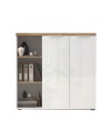 Madia Cannella 2 ante e vani a giorno bianco lucido e rovere Cadiz – 120x34x115H