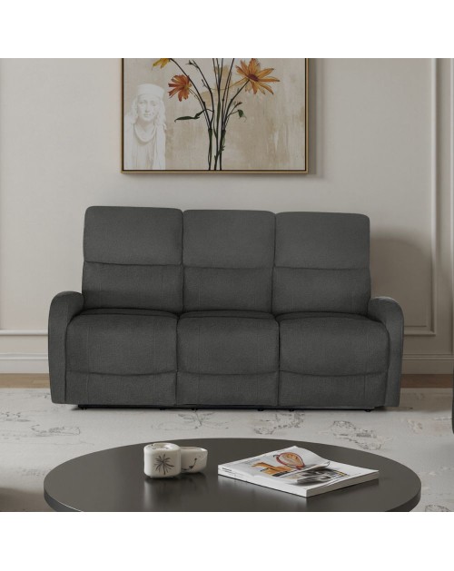 Divano relax 3 posti recliner Potter in tessuto grigio scuro
