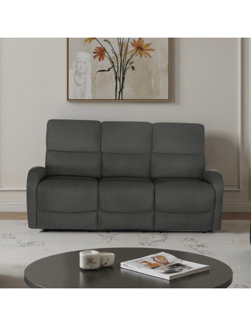 Divano relax 3 posti recliner Potter in tessuto grigio scuro