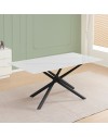 Tavolo fisso Corveo con piano effetto marmo bianco e struttura in metallo nero stile Shangai 180x90