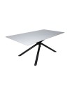 Tavolo fisso Corveo con piano effetto marmo bianco e struttura in metallo nero stile Shangai 180x90