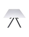 Tavolo fisso Corveo con piano effetto marmo bianco e struttura in metallo nero stile Shangai 180x90