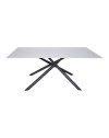 Tavolo fisso Corveo con piano effetto marmo bianco e struttura in metallo nero stile Shangai 180x90