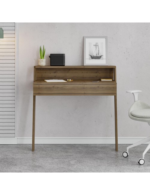 Scrivania da parete con cassetto Cowork 94 cm colore noce